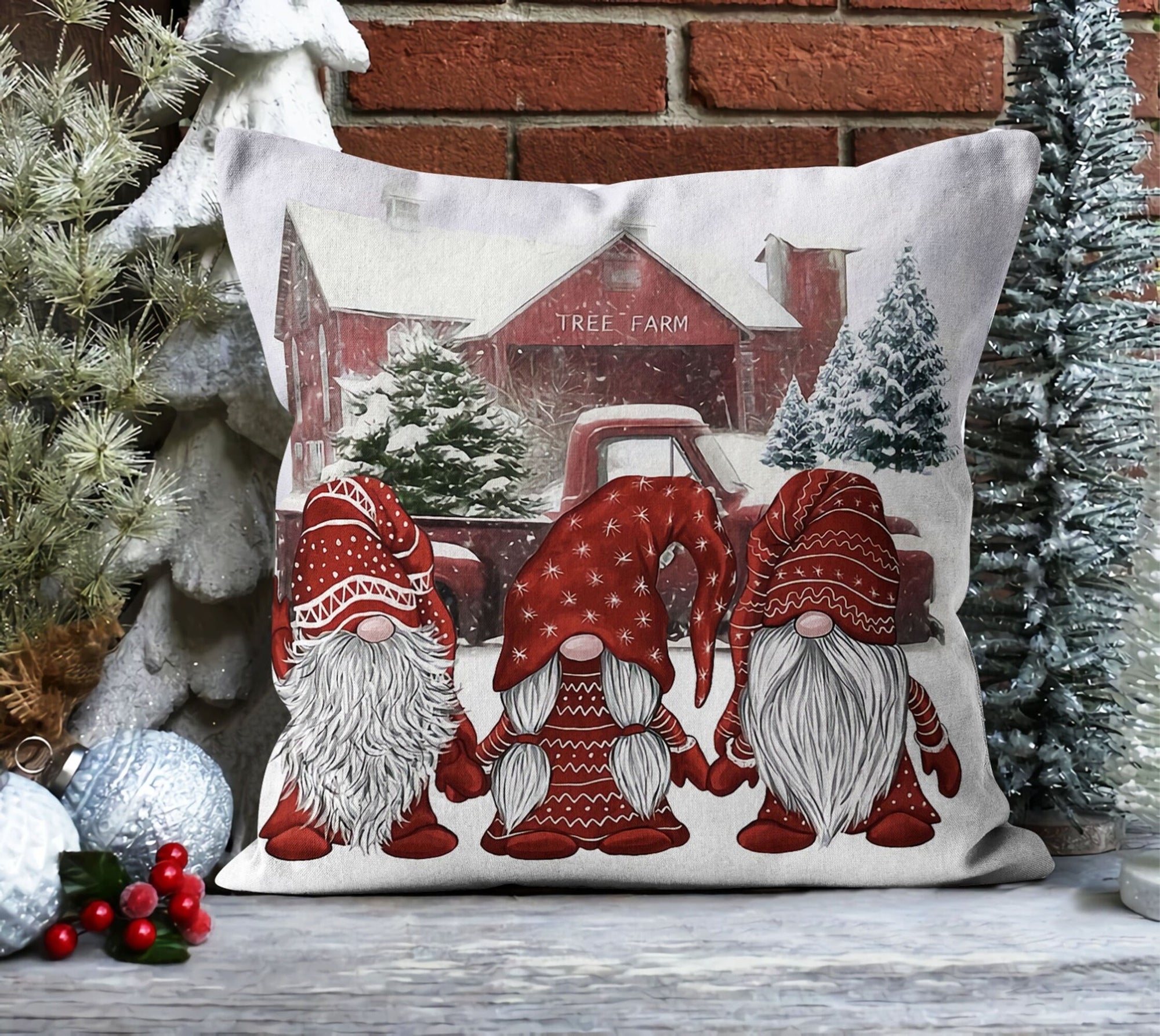Christmas Gnome Pillow Cover, Christmas Pillowcase, Merry Christmas Pillow Cover, Xmas Holiday Decor, Christmas Home Decor