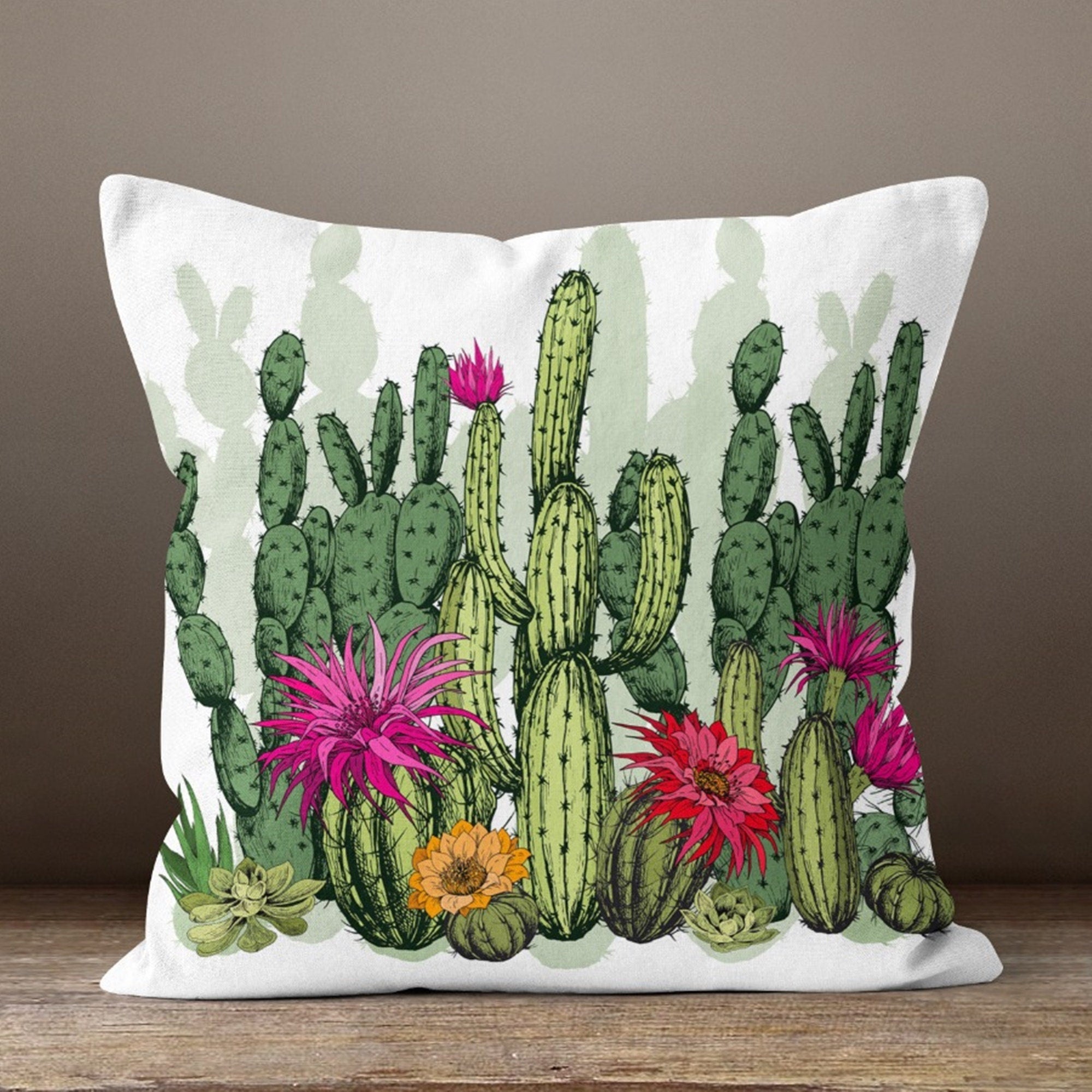 Succulent Flower Pillow Cover, Succulent Pillow, Cactus Pillow Covers, Floral Pillow Cover, Plant Pillow, Succulent Cushioncal