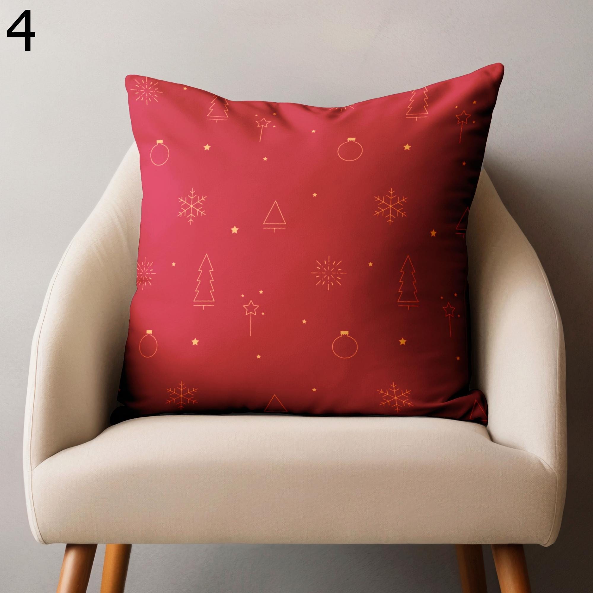 Xmas Pillow Covers, Christmas Plaid Pillow Case, Xmas Buffalo Plaid Pillowcase, Xmas Winter Snowflakes Throw Pillow Cover, Winter Pillowcase