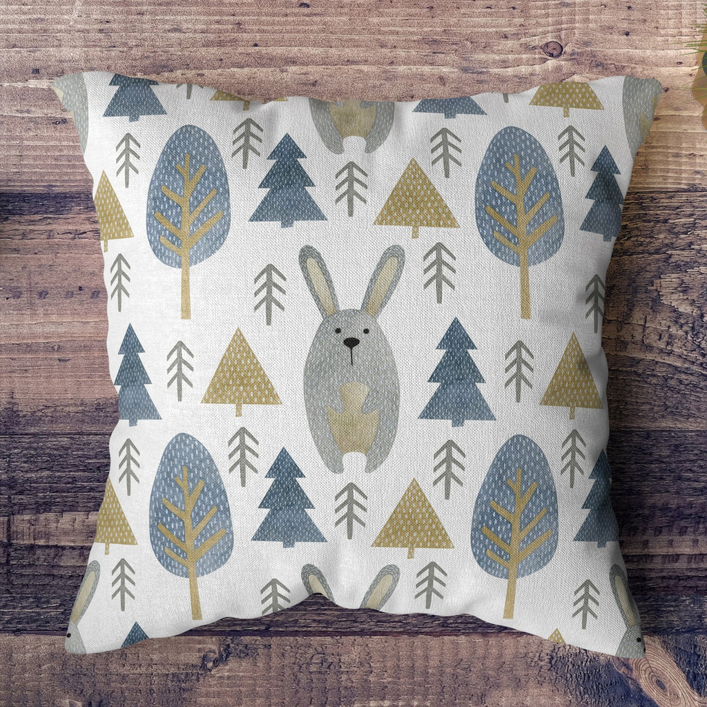 Vintage Scandinavian Winter Cushion Cover, Xmas Winter Animals Scandinavian Pillow Cover, Holly Deer Pillow, Christmas Scandinavian Pillow