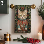Christmas Fox Tea Towel, Xmas Cat Tea Towel, Cute Fox Dish Towels, Christmas Squirrel  Dish Towel, Xmas Hedgehog Tea Towel, Xmas Decor Towel