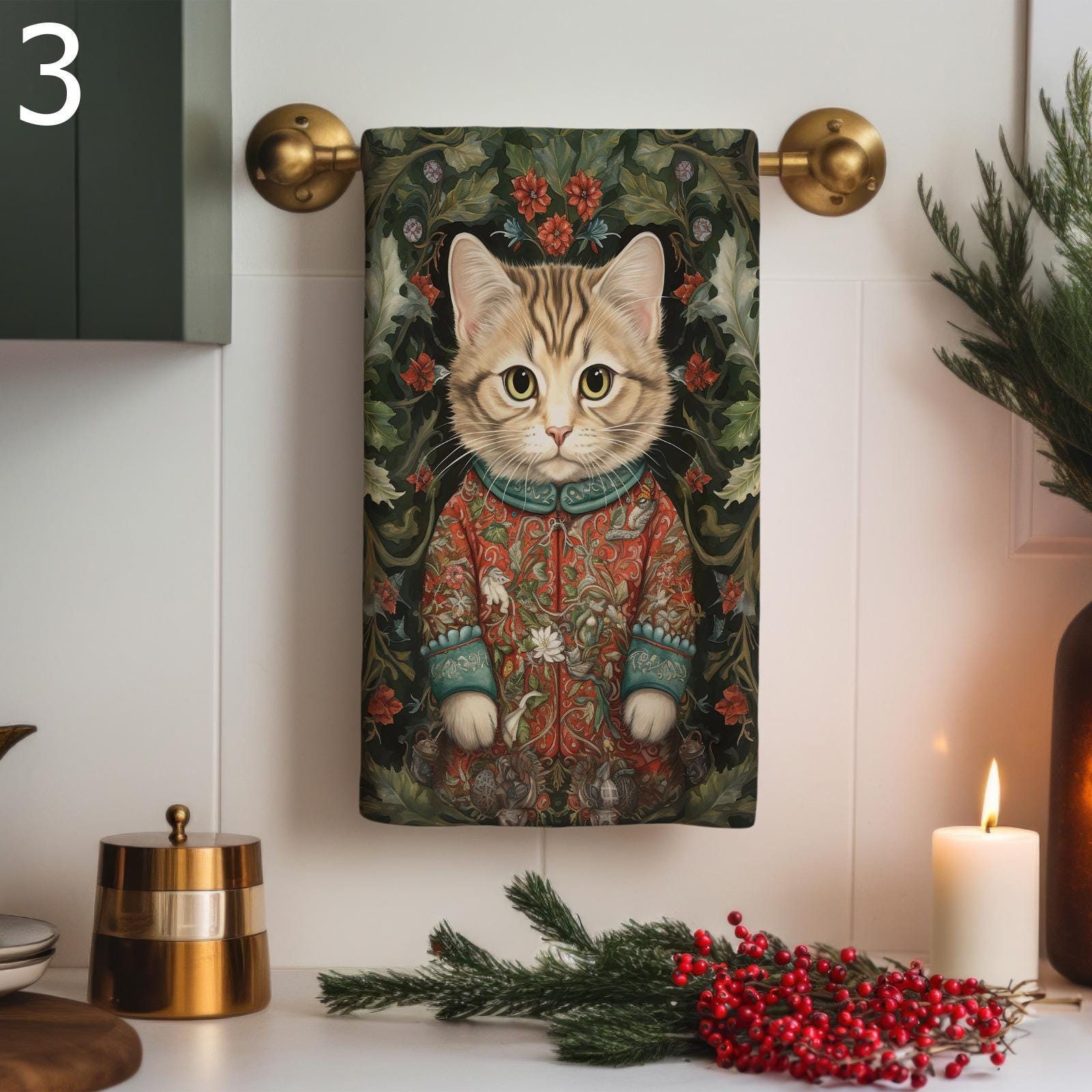 Christmas Fox Tea Towel, Xmas Cat Tea Towel, Cute Fox Dish Towels, Christmas Squirrel  Dish Towel, Xmas Hedgehog Tea Towel, Xmas Decor Towel