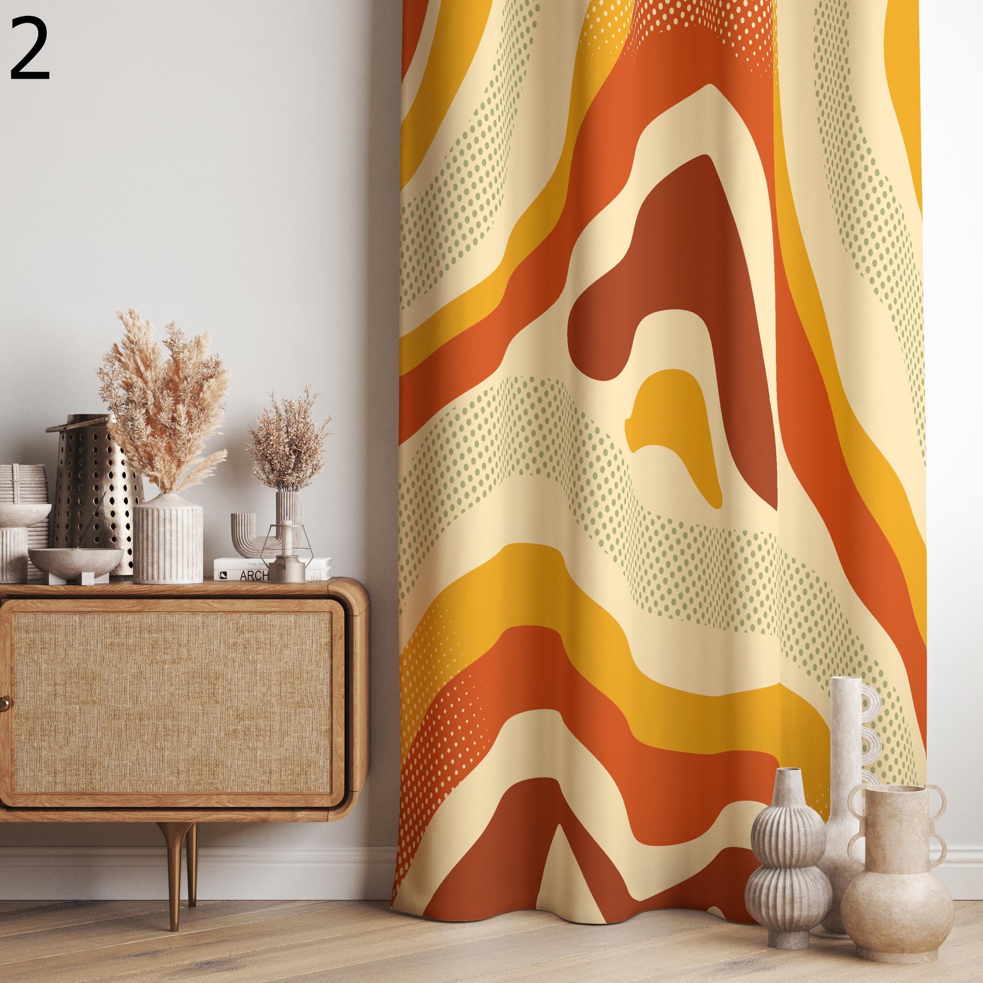 Retro Curtains, Mid Century Modern Curtain Panels, 70s Retro Orange Window Curtain, Mcm Retro Style Living Room Curtain, 80s Curtain Panels