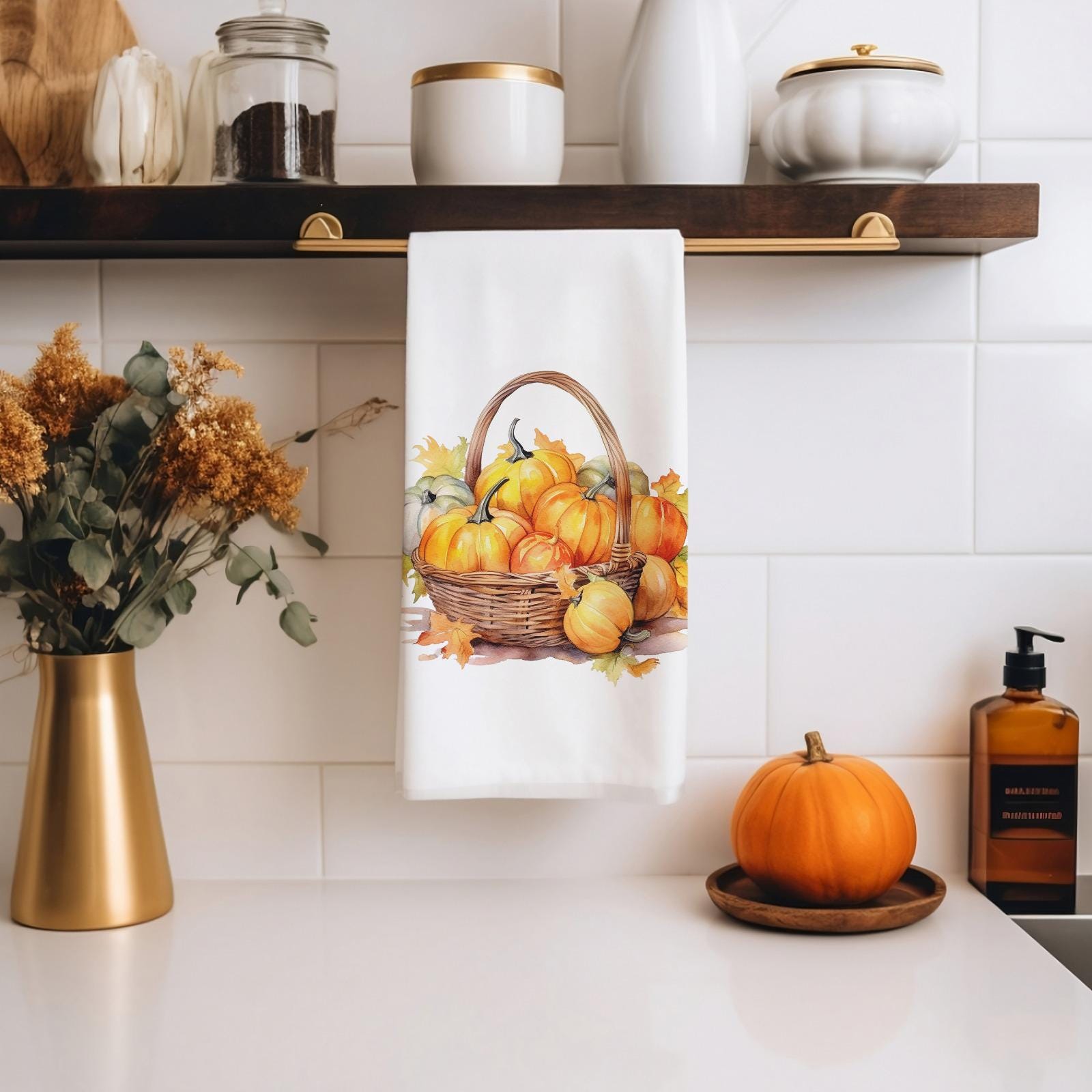 Fall Pumpkin Tea Towels, Thanksgiving Pumpkin Tea Towels, Autumn Printed Dish Towels, Thanksgiving Dish Towel, Pumpkin Kitchen Decor