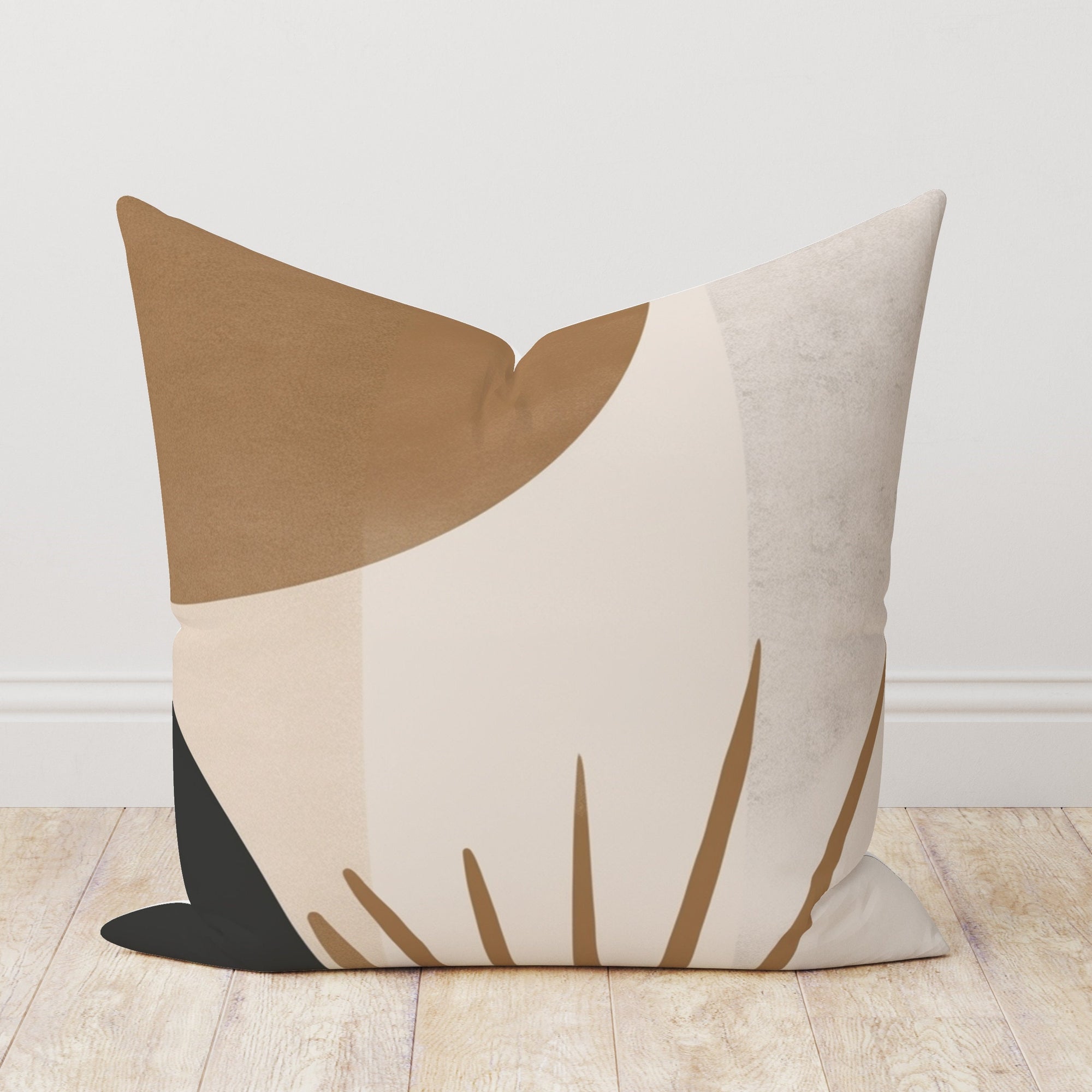 Modern Abstract Pillow Cover, Beige Abstract Throw Pillow Cover, Decorative Beige Pillow Covers, Minimalist Abstract Cushion Cover