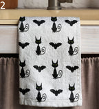 Halloween Tea Towels, Halloween Cute Dish Towel, Fall Hand Towel, Orange Halloween Print Kitchen Towels, Halloween Kitchen Decor