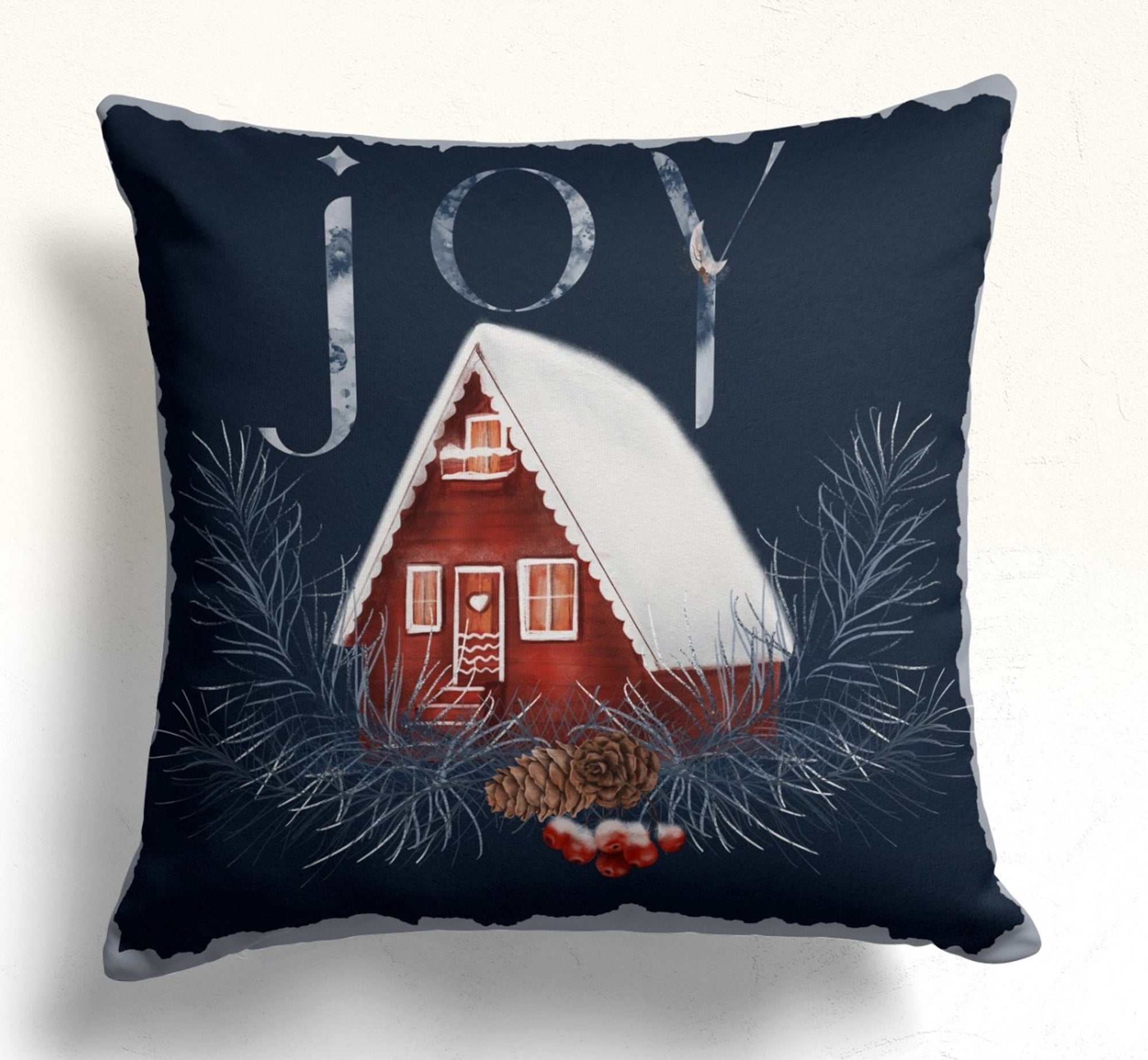 Winter Cute Birds Pillow Covers, Xmas Animals Throw Pillow Cover, Winter Holly Pillowcase, Christmas Pillow Case, Winter Animals Pillow