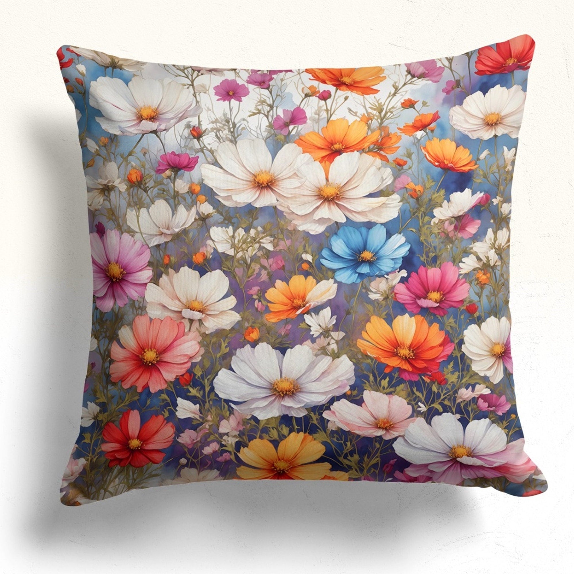 Wildflowers Pillow Covers, Colorful Floral Pillow Cover, Spring Floral Cushion Cover, Vivid Floral Throw Pillow Covers, Floral Pillowcases