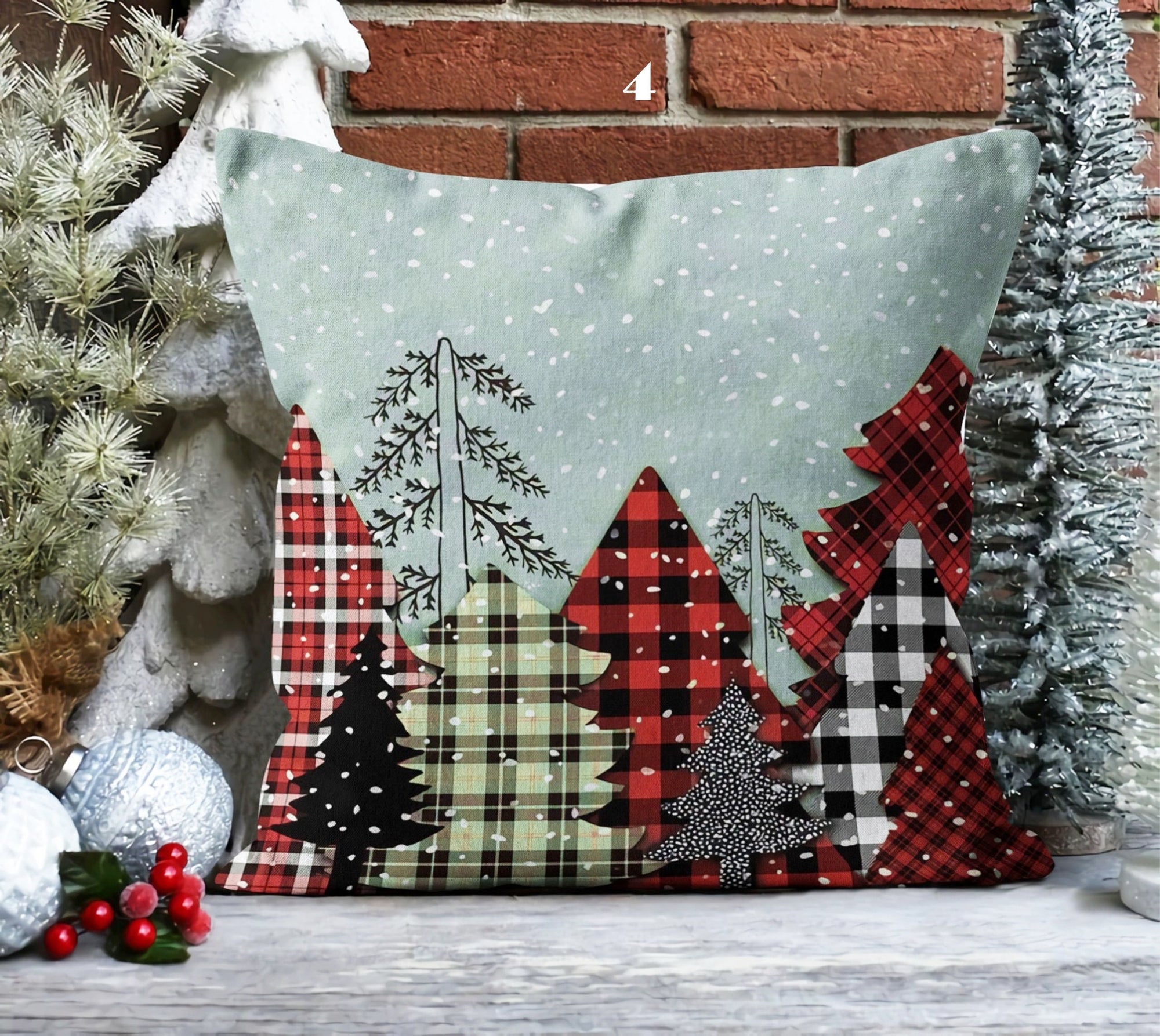 Christmas Pines Pillow Covers, Xmas Holiday Pillow, Christmas Snowman Pillowcase, Cute Snowman Christmas Pillow, Christmas Pillowcase