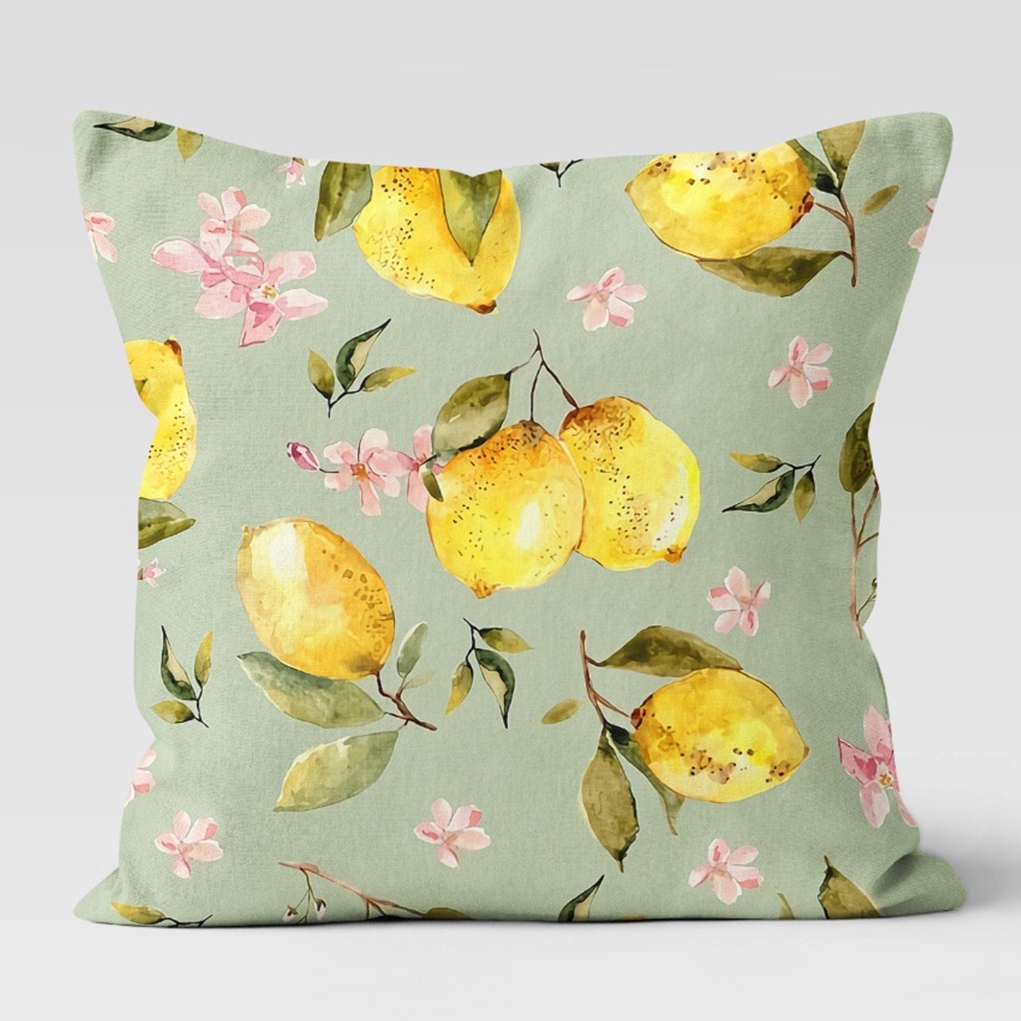Lemon Pillow Covers, Outdoor Lemon Pillows, Lemon Cushion, Floral Summer Pillow, Lemon Kitchen Decor, Lemons Home Decor, Summer Pillow