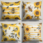 Sunflowers and Bee Pillow Cover, Bee Throw Pillow Cover, Summer Decor Pillow Cover, Sunflower Pillow Case, Sunflower Accent Cushion Cover