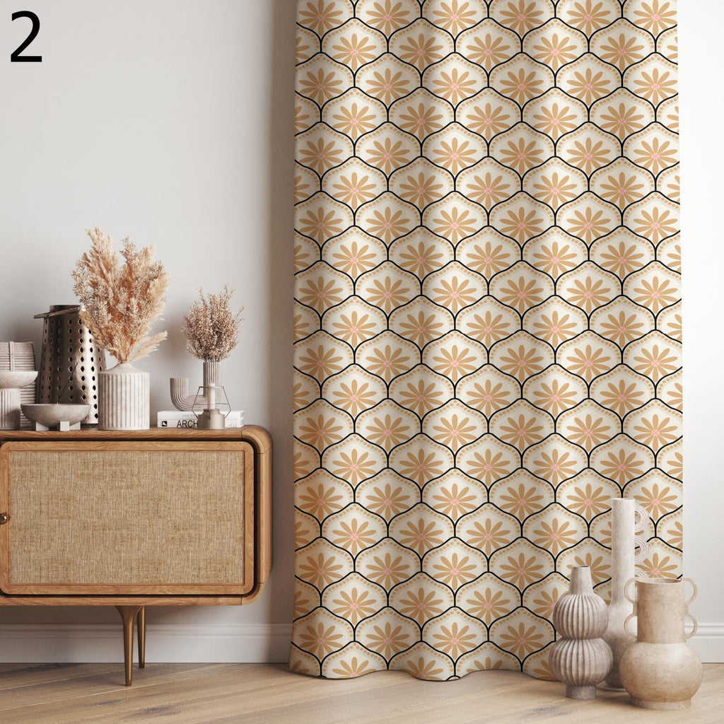 70s Retro Flowers Curtains, Mid Century Window Curtains, Retro Floral Curtains, Mid Century Modern Print Drapes, Vintage Floral Curtains