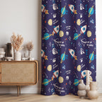 Kids Space Theme Curtains, Rocket Planet Window Panel, Outer Space Room Drapes, Galaxy Print Curtain Kids Room, Space Galaxy Curtain Panels