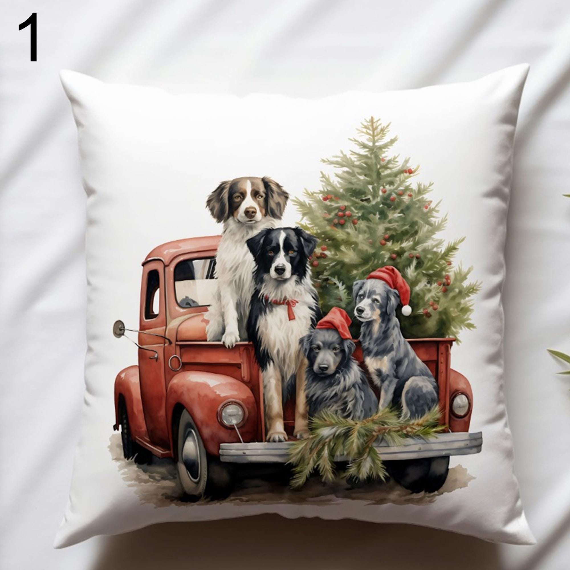 Christmas Truck Pillow Cover, Xmas Dogs Throw Pillow Cover, Xmas Pine Trees Pillowcase, Christmas Horses Pillowcase, Xmas Animals Pillowcase