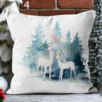 Merry Christmas Cushion Cover, Christmas Cute Deer Throw Pillow Cover, Xmas Reindeer Pillowcase, Winter Holiday Deer Pillow Covers