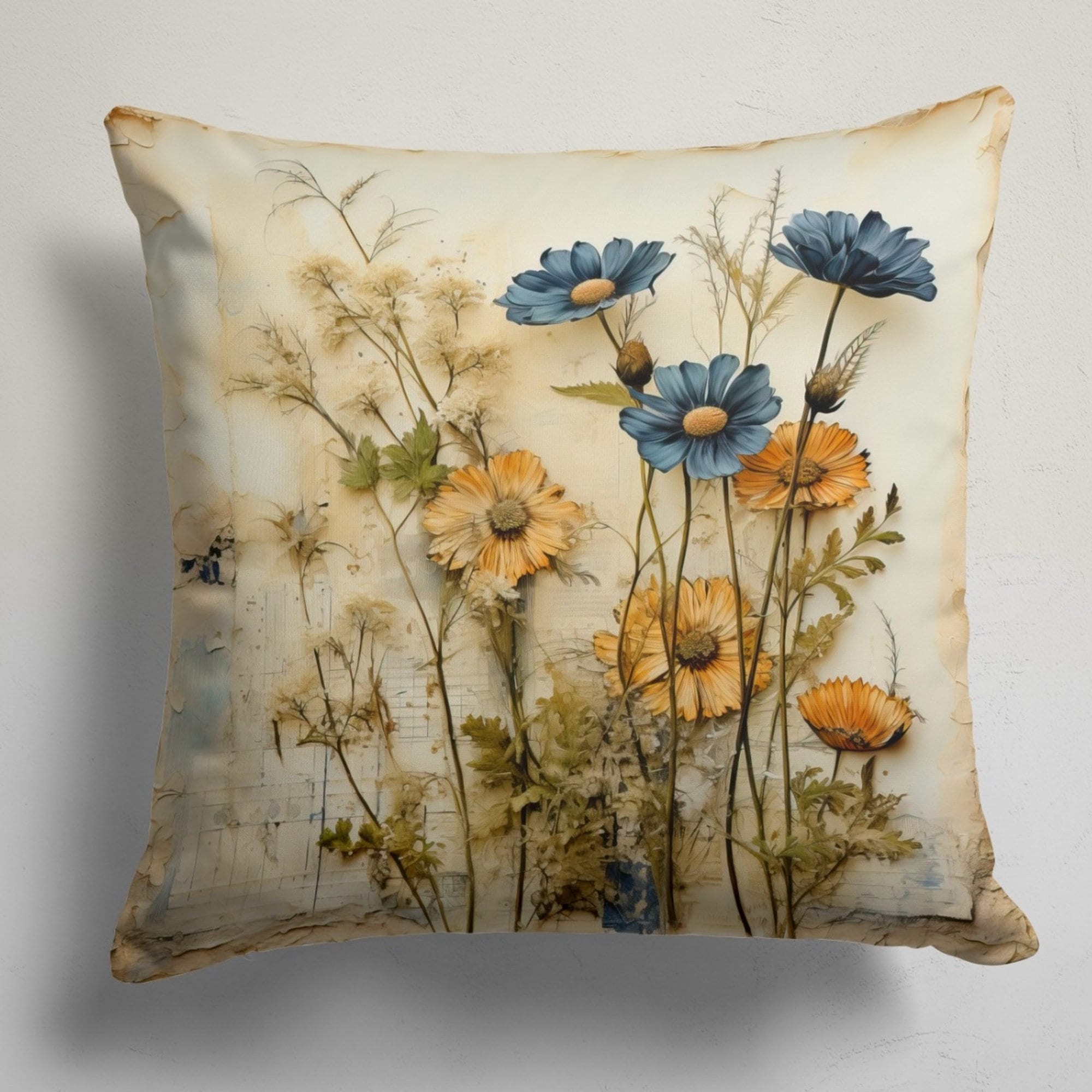 Wildflowers Pillow Covers, Flowers Throw Pillow Covers, Multicolor Floral Cushion Cover, Floral Printed Pillow Cases