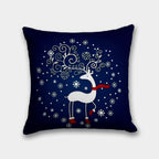 Merry Christmas Pillowcase, Holly Cute Animals Pillow Cover, Christmas Deer Cushion Cover, Blue Winter Cute Animals Xmas Pillow Cover