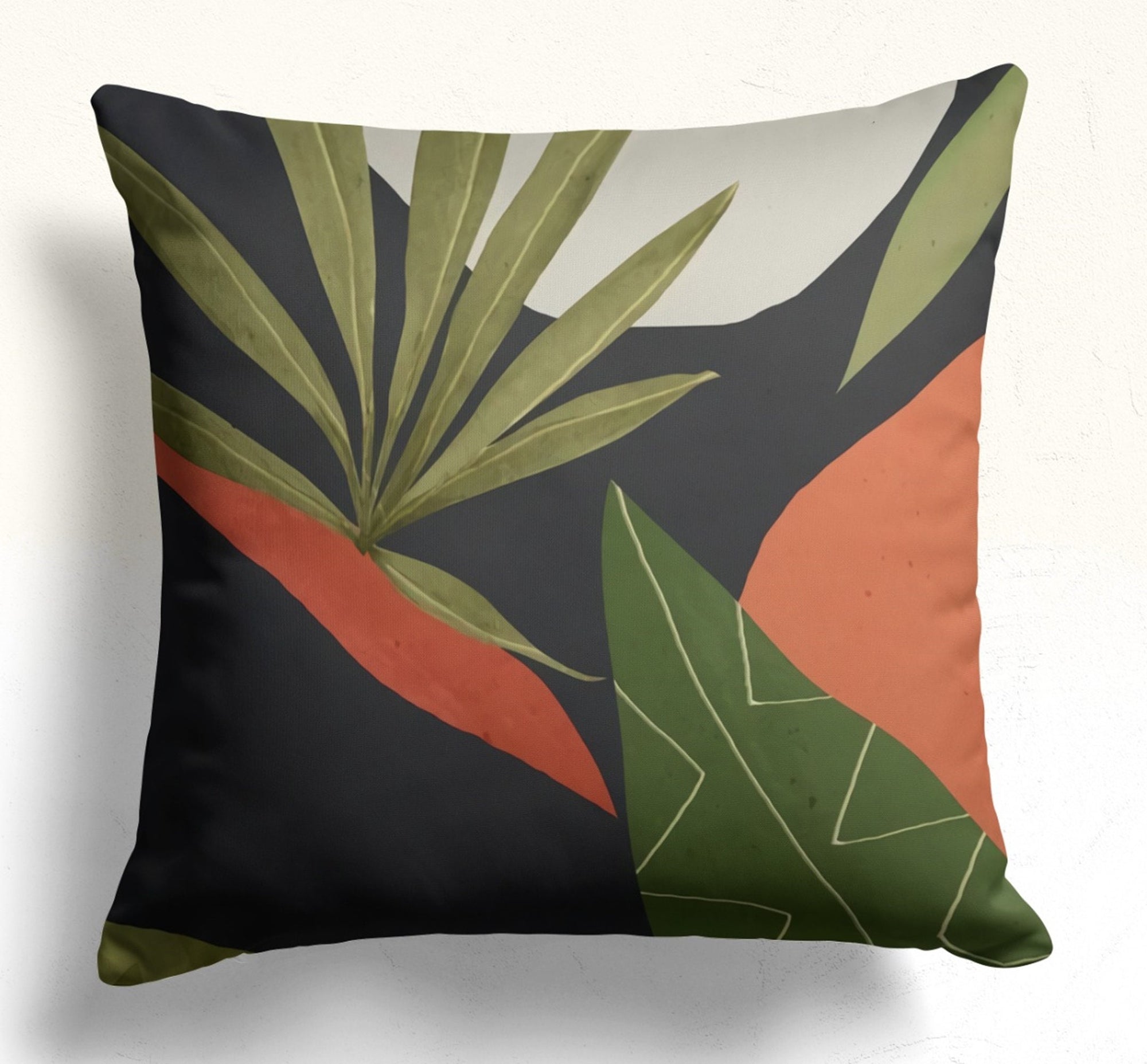 Abstract Leaves Cushion Covers, Modern Abstract Cushion Covers, Tropical Abstract Cushion Covers, Botanical Giant Leaves Print Cushion Cover