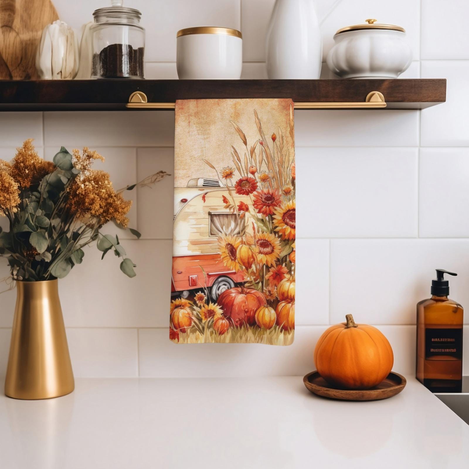 Fall Pumpkin Tea Towels, Thanksgiving Pumpkin Tea Towels, Autumn Printed Dish Towels, Thanksgiving Dish Towel, Pumpkin Kitchen Decor
