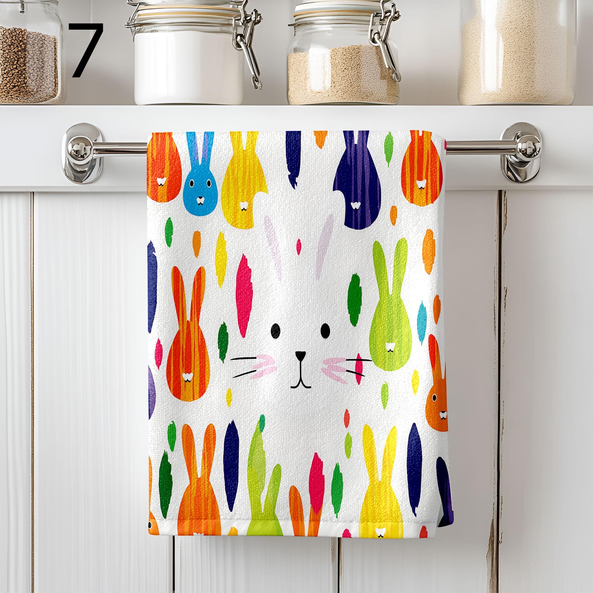 Easter Bunny Dish Towel, Cute Easter Decorative Tea Towel, Easter Fingertip Towels, Bunny Fingertip Towels, Cute Easter Bunny Tea Towels