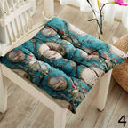 Nautical Square Chair Pad, Ocean Chair Cushion with Ties, Marine Chair Pads with Ties, Coastal Patio Chair Cushions, Summer Chair Cushions