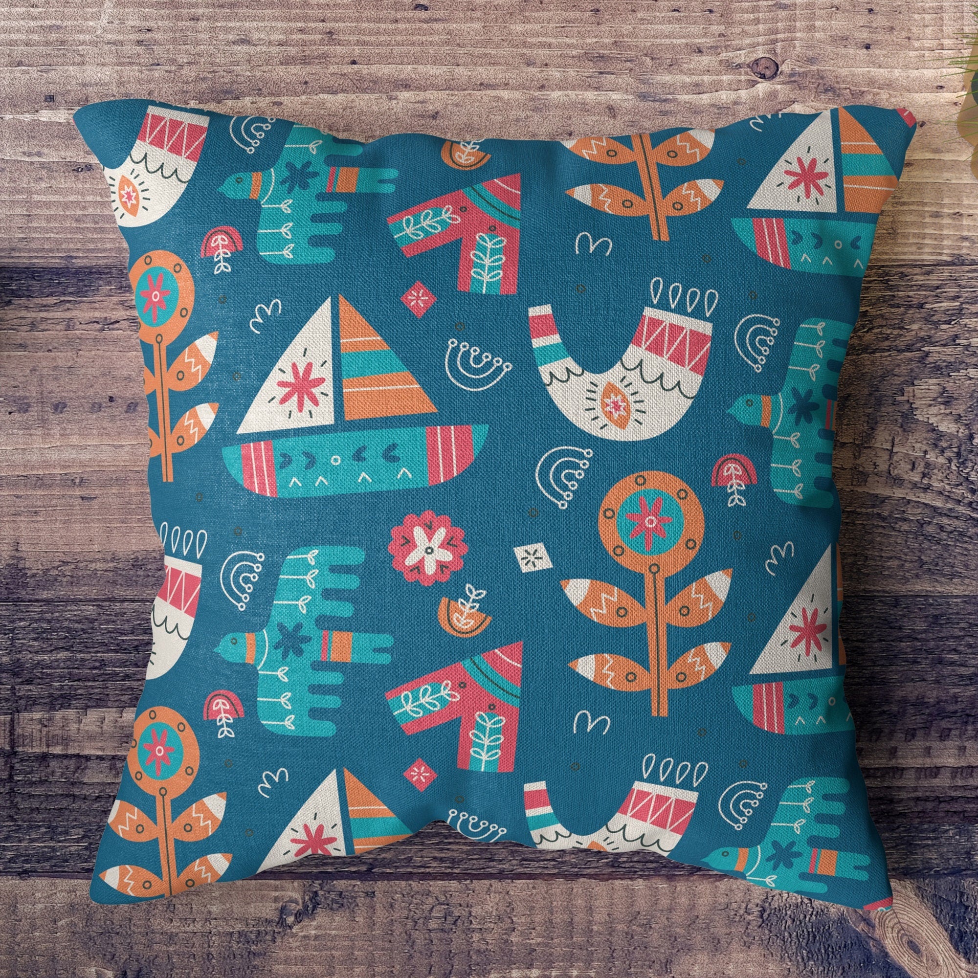 Christmas Scandinavian Winter Cushion Cover, Xmas Winter Animals Scandinavian Pillow Case, Scandinavian Folk Pillow Covers, Xmas Deer Pillow