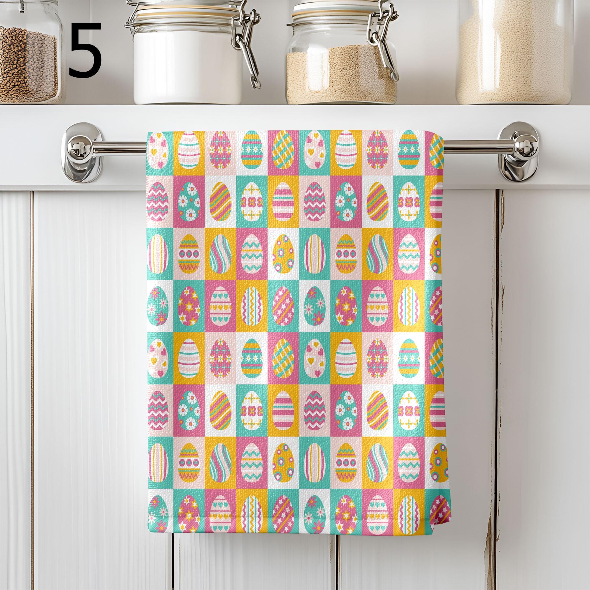 Colorful Eggs Kitchen Towels, Easter Decorative Tea Towel, Easter Egg Dish Towel, Easter Fingertip Towels, Cute Easter Hand Towels