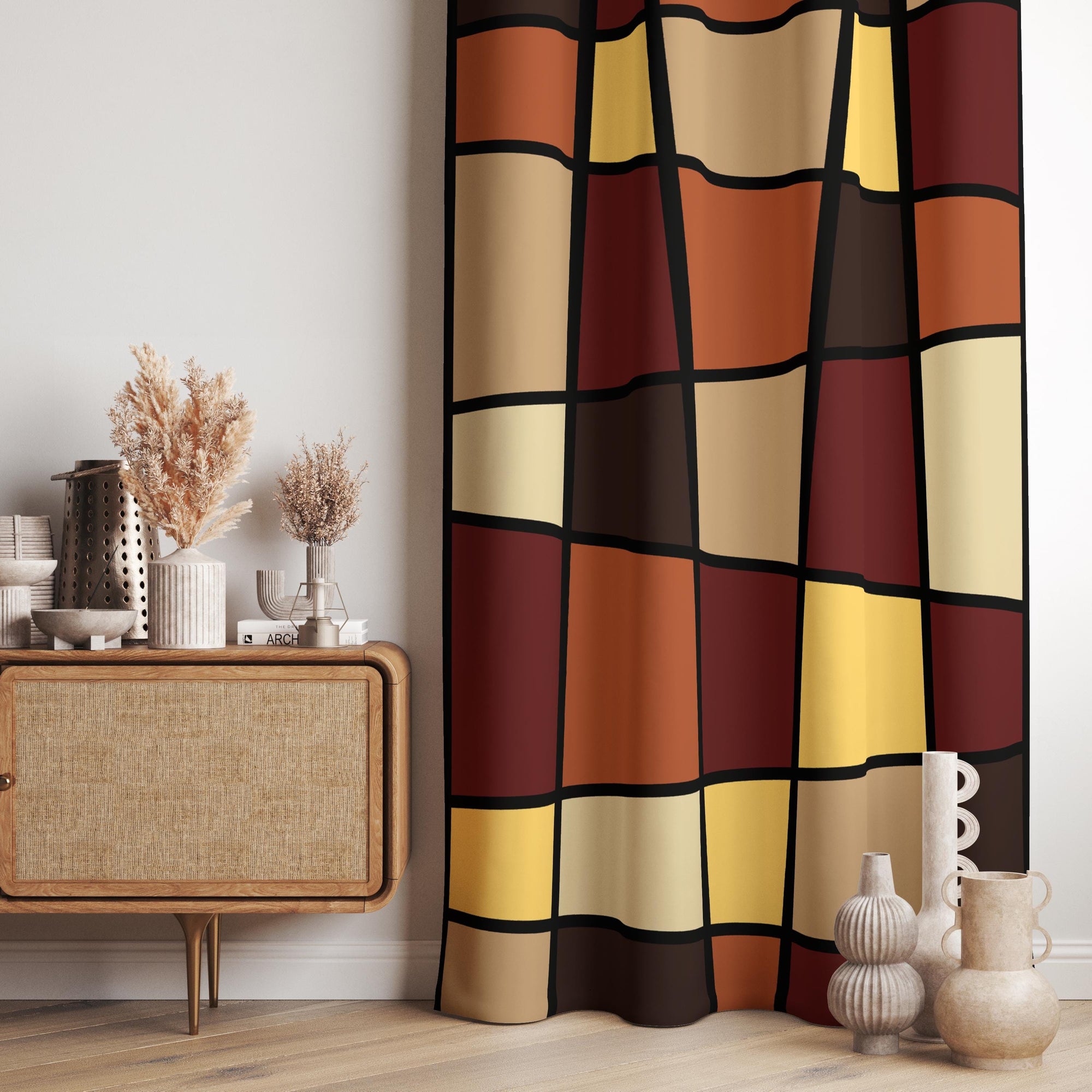 Mid Century Modern Curtains, 70's 80's 90's Geometric Curtain, Retro Vintage Drapes, Retro Window Curtain Panels, Retro Living Room Curtains