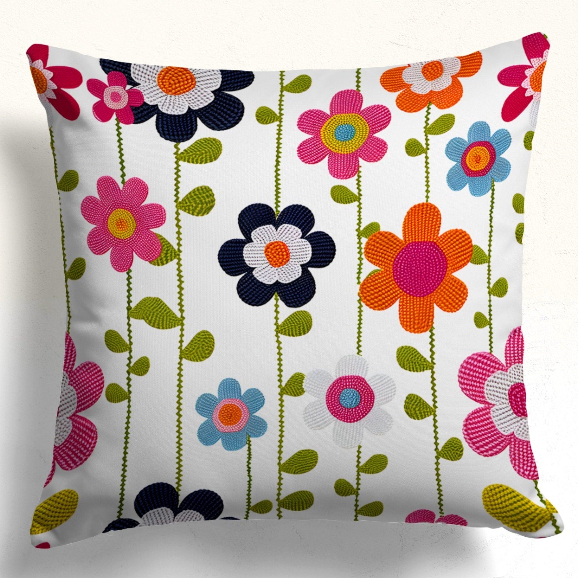 Floral Pillow Covers, Colorful Floral Cushion Cover, Multicolor Flowers Throw Pillow Cover, Floral Pillow Case, Wildflowers Pillow Covers