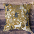 Vintage Scandinavian Winter Cushion Cover, Xmas Winter Animals Scandinavian Pillow Cover, Holly Deer Pillow, Christmas Scandinavian Pillow