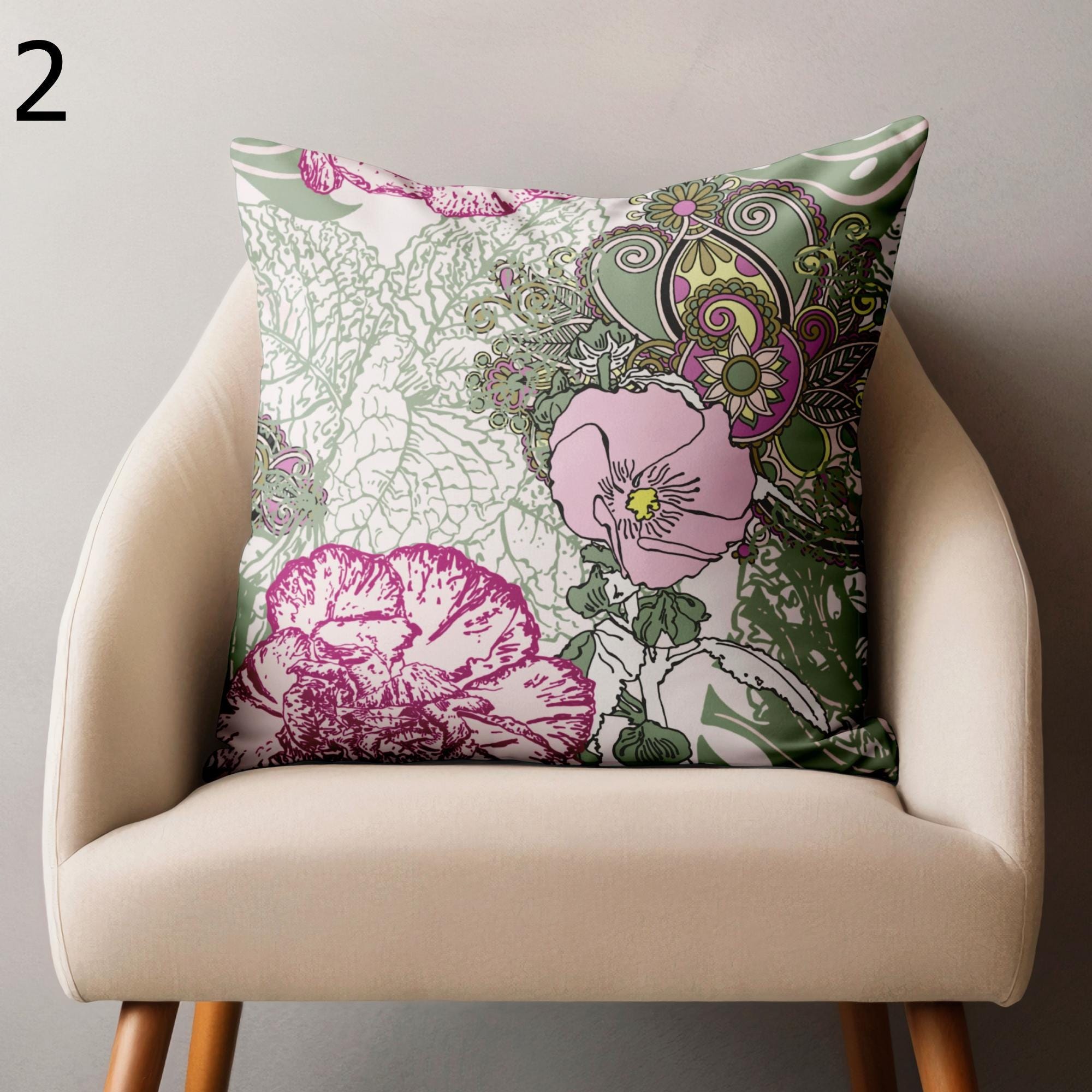 Purple Floral Pillowcase, Pink Flowers Pillow Case, Floral Pillow Covers, Farmhouse Purple Flowers Cushion Cover, Floral Home Decor