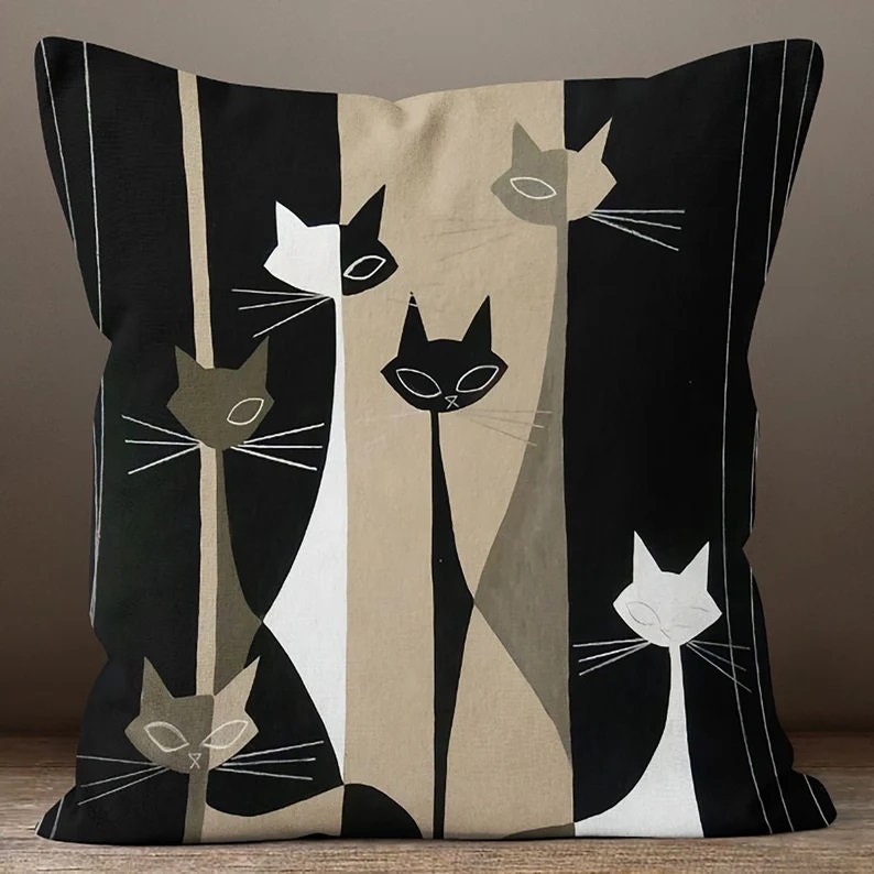 Cat Pillow Cover, Cute Cat Pillowcase, Cute Animal Home Decor, Print Pillow, Animal Pattern Pillow Covers, Pet Pillow Covers