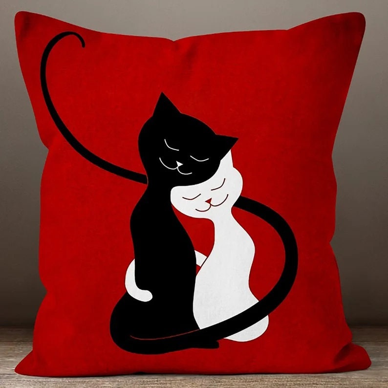 Cat Pillow Cover, Cute Cat Pillowcase, Cute Animal Home Decor, Print Pillow, Animal Pattern Pillow Covers, Pet Pillow Covers