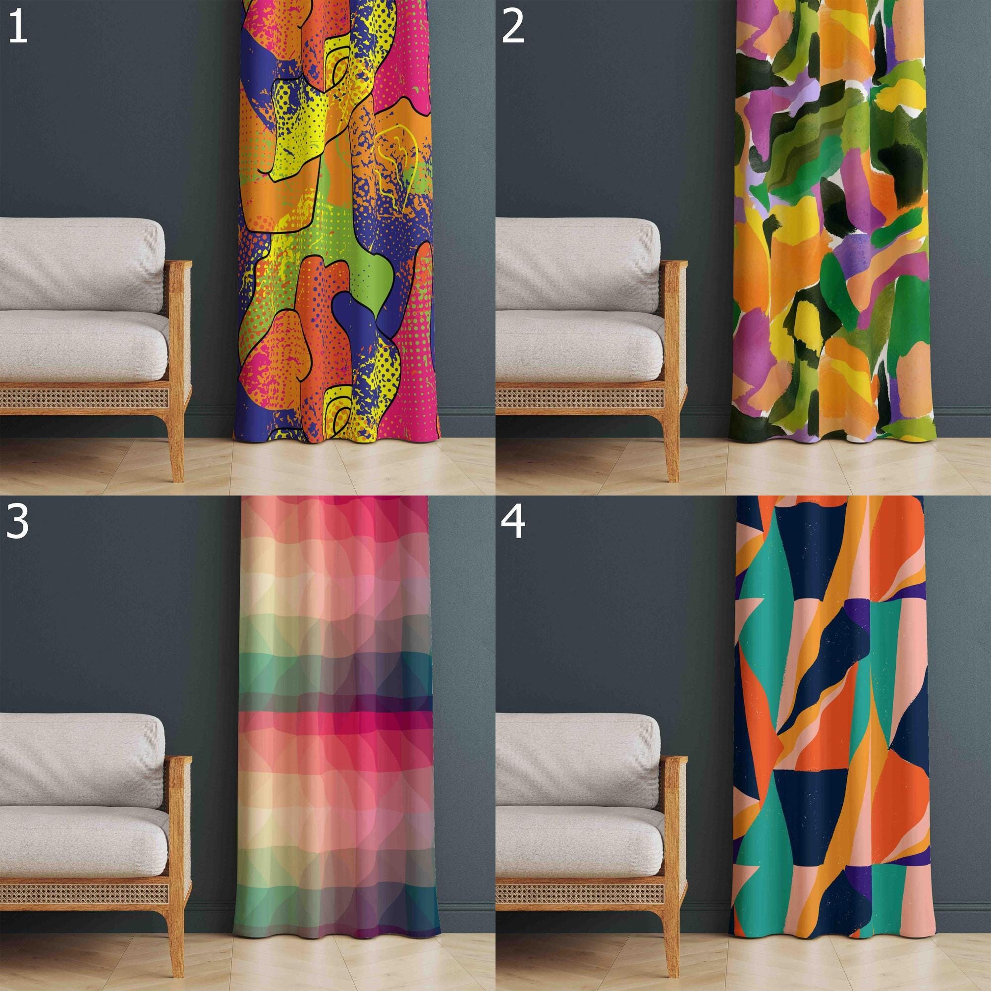 Boho Curtains, Decorative Curtain, Bohemian Window Curtains, Boho Bedroom Curtain, Geometric Pattern Printed Curtain, Boho Printed Curtain
