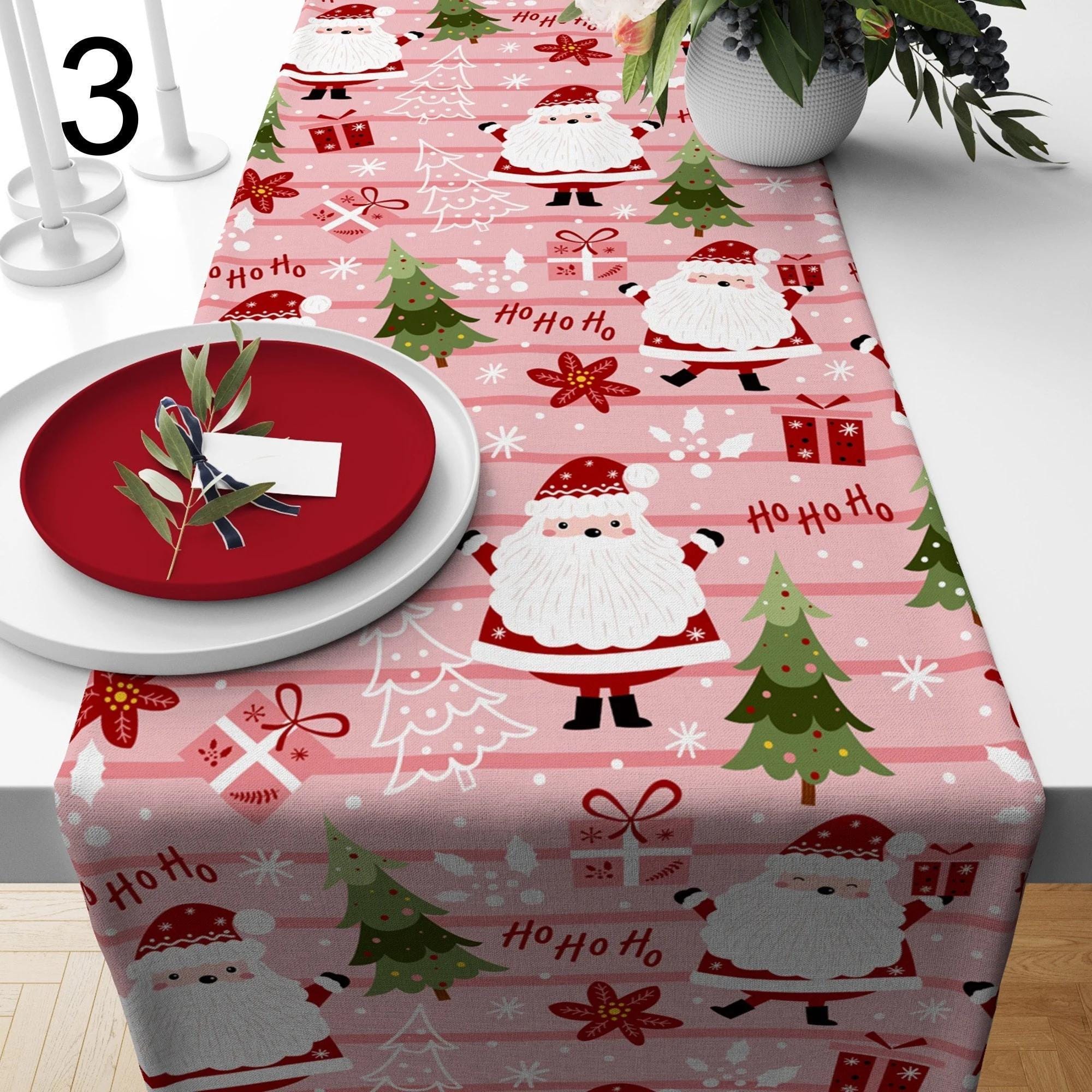 Christmas Table Runner, Holly Pine Tree Table Runner, Xmas Pine Tree Table Runner, Christmas Party Table Runner, Christmas Gift