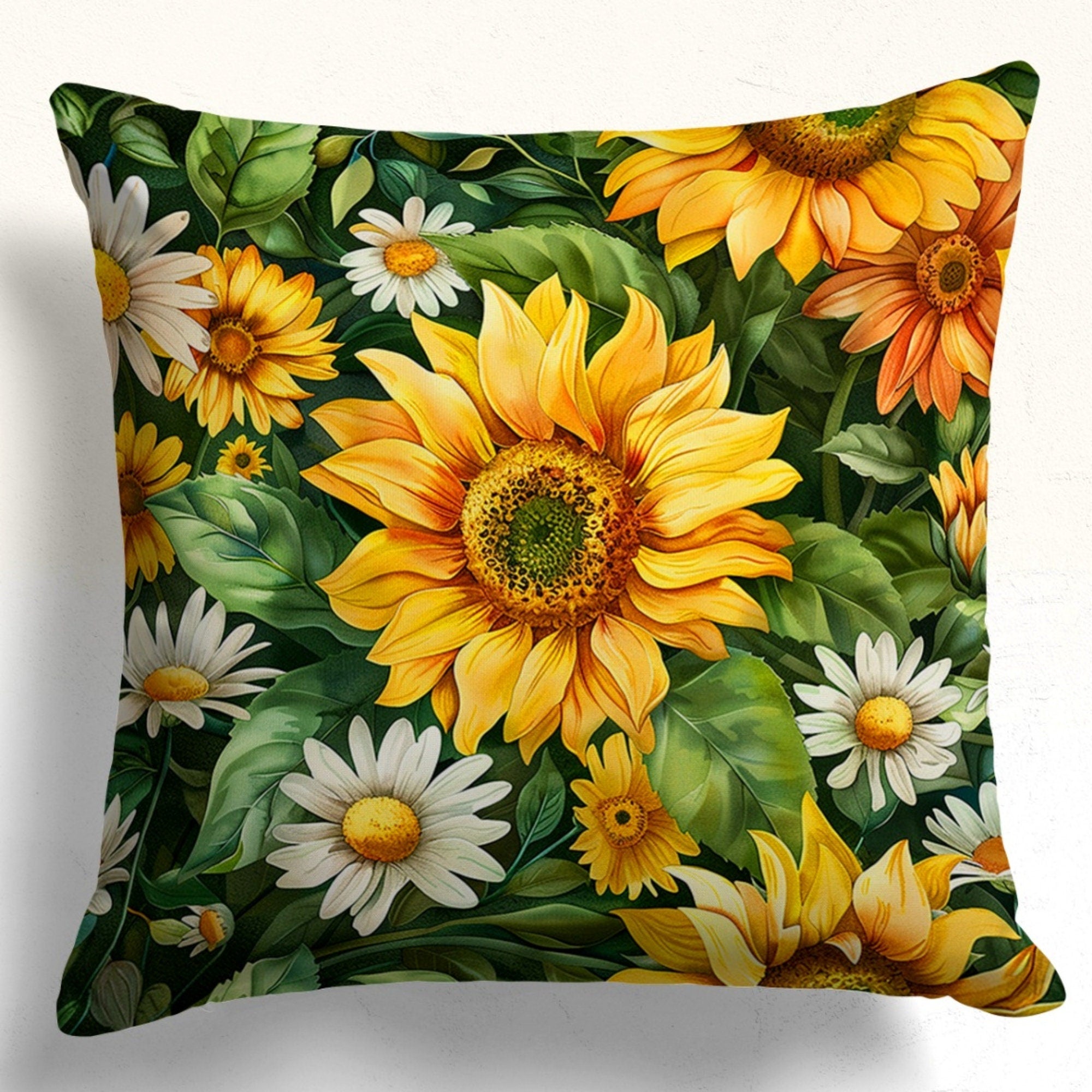 Sunflowers Pillow Covers, Yellow Sunflowers Cushion Covers, Yellow Floral Printed Pillow Case, Sun Flowers Throw Pillow Covers