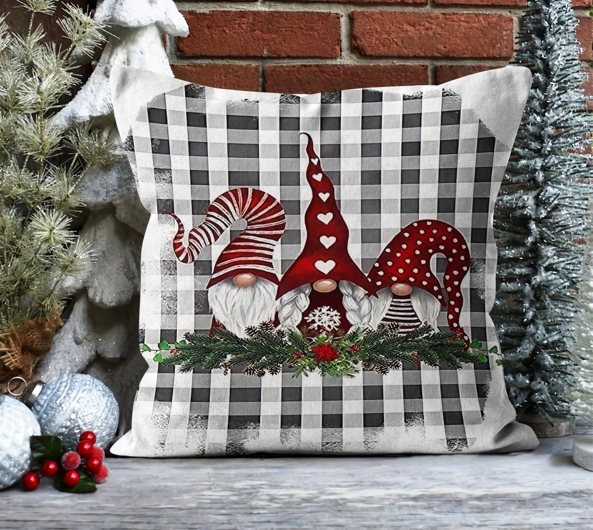 Christmas Gnome Pillow Cover, Christmas Pillowcase, Merry Christmas Pillow Cover, Xmas Holiday Decor, Christmas Home Decor