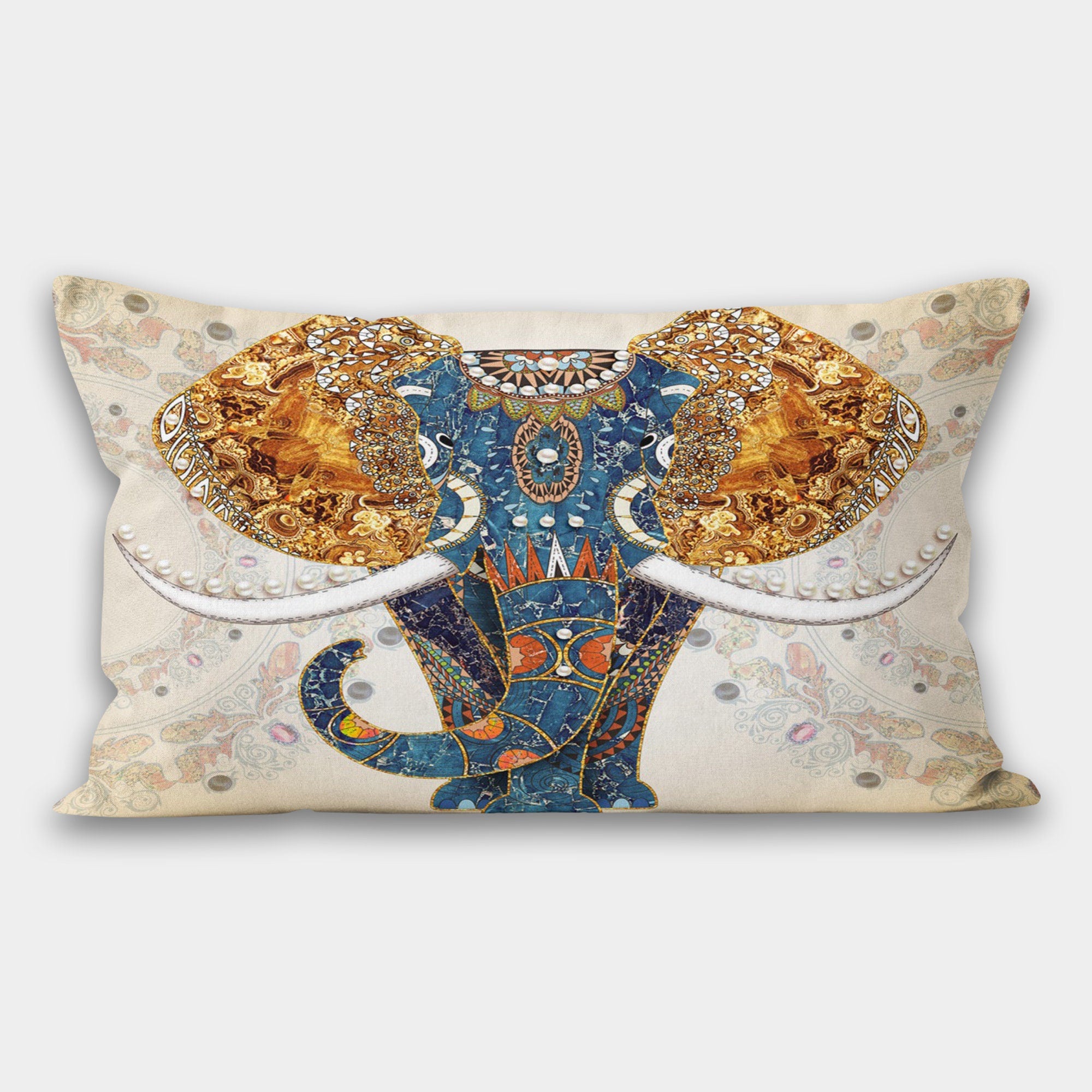 Decorative Pillow Cover,  Elephant Throw Pillow Case, Decorative Pillowcase,  Elephant Cushion, Fishes Pillow, Home Decor