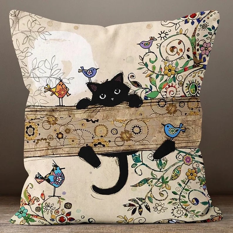 Cat Pillow Cover, Cute Cat Pillowcase, Cute Animal Home Decor, Print Pillow, Animal Pattern Pillow Covers, Pet Pillow Covers