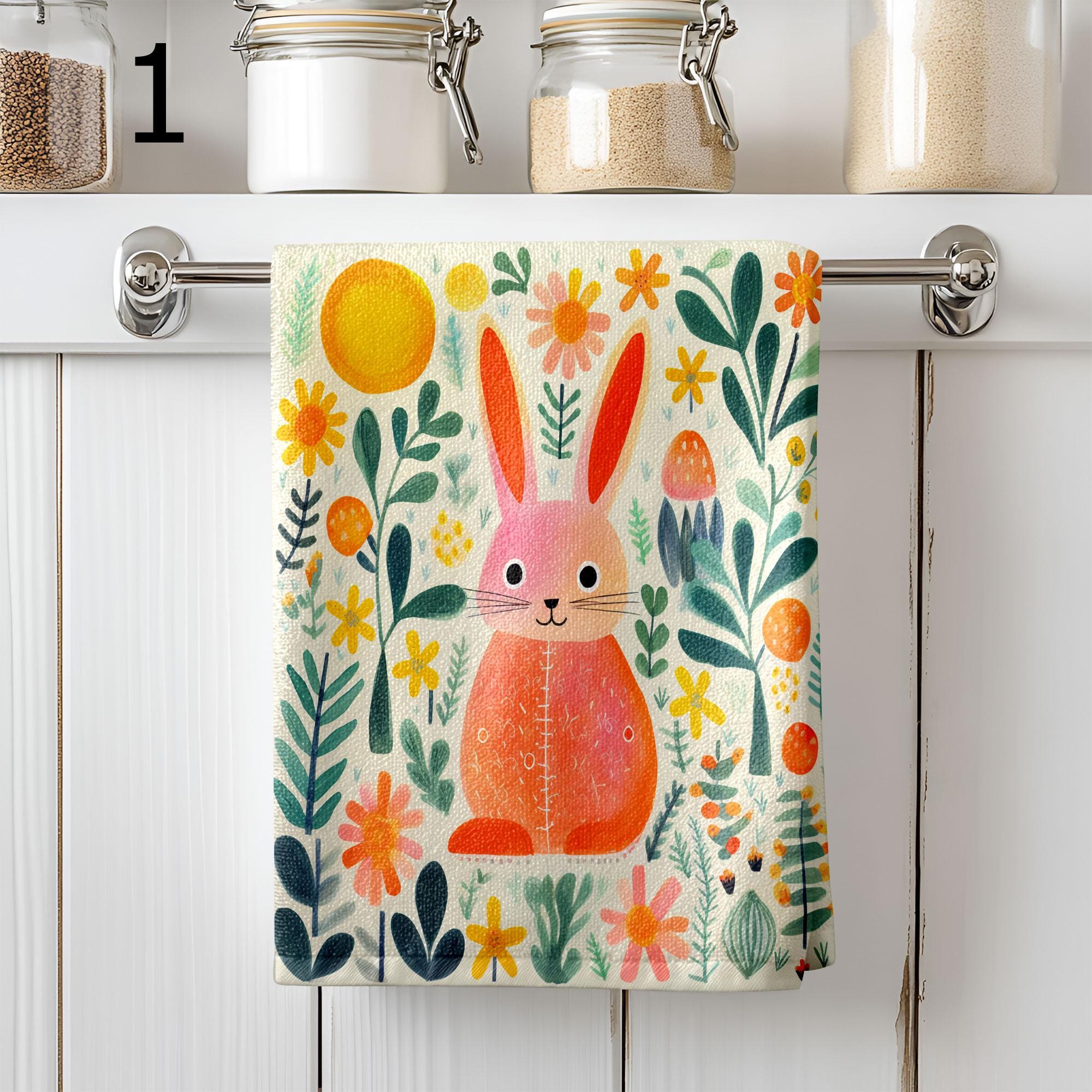 Easter Bunny Dish Towel, Cute Easter Decorative Tea Towel, Easter Fingertip Towels, Bunny Fingertip Towels, Cute Easter Bunny Tea Towels