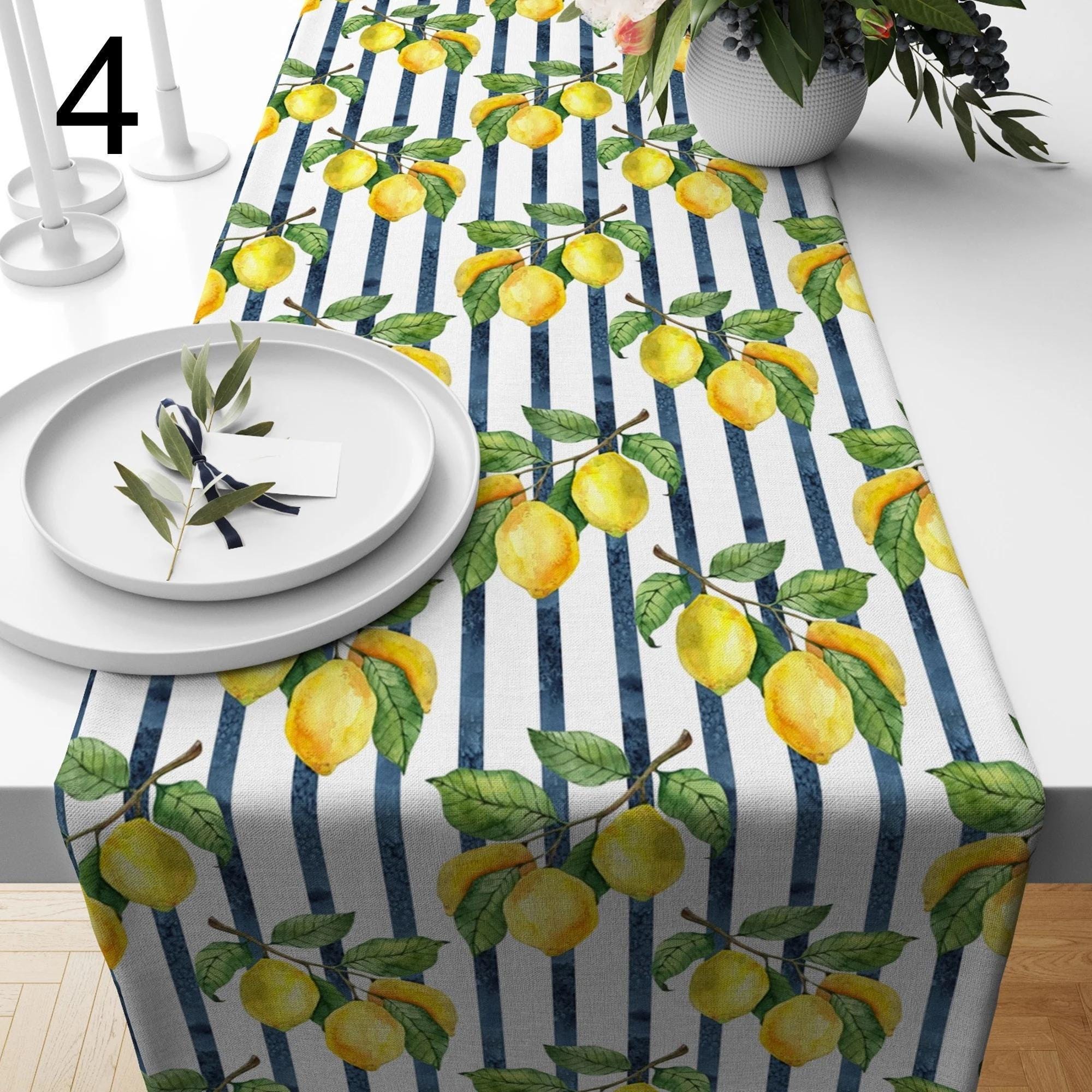 Lemon Table Runner, Yellow Lemon Table Runner, Farmhouse Lemon Table Runner, Lemon Kitchen Dining Table Runner