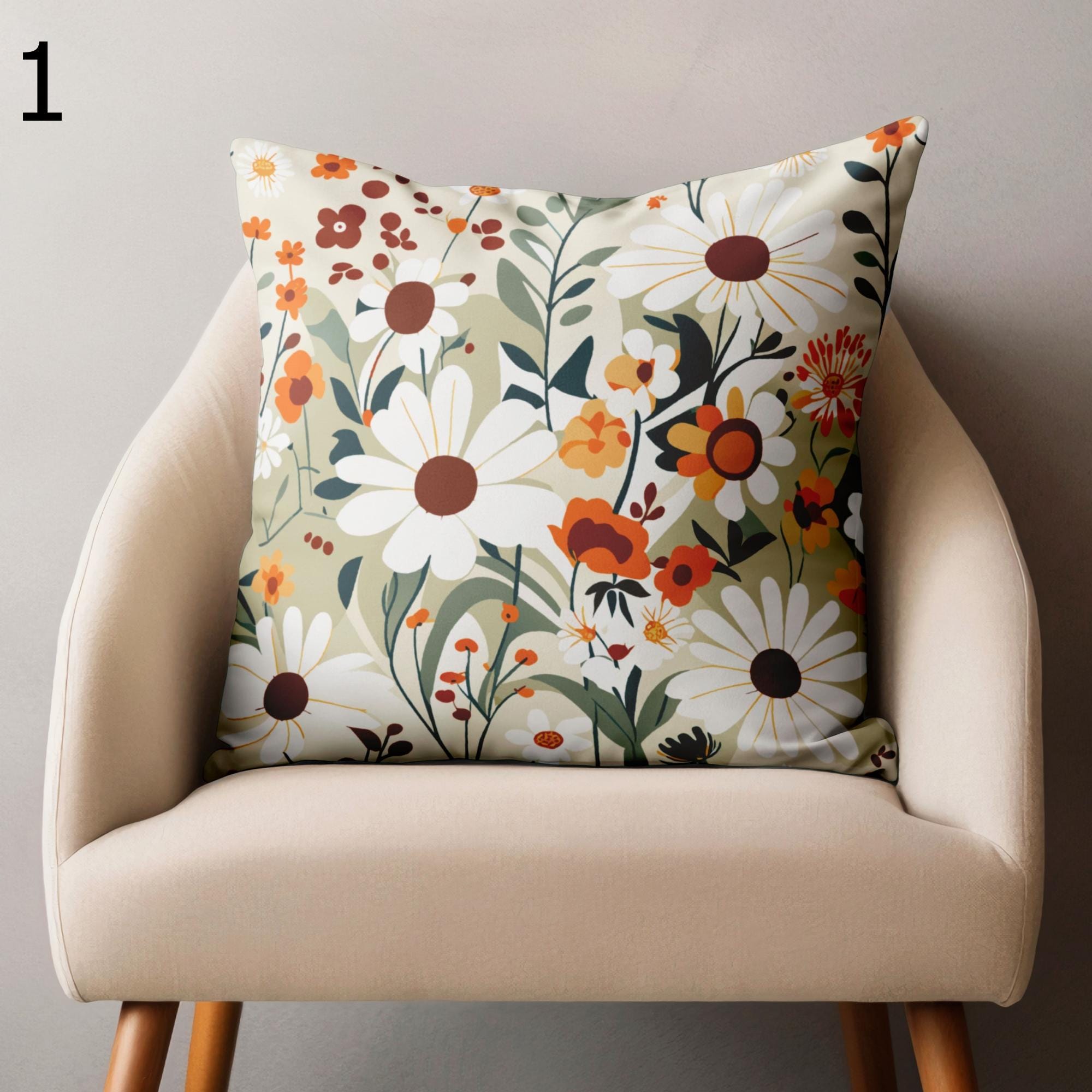 Floral Pillow Covers, Farmhouse Wildflowers Cushion Cover, Multicolor Floral Pillowcase, Colorful Flowers Pillow Case, Floral Home Decor