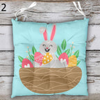 Easter Bunny Patio Cushions, Easter Chair Cushions, Colorful Easter Chair Cushions, Easter Outdoor Seat Pads, Easter Tie-On Chair Pads
