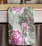 Floral Kitchen Towels, Botanical Dish Towel, Vintage Floral Style Tea Towels, Pink & Purple Flower Hand Towels