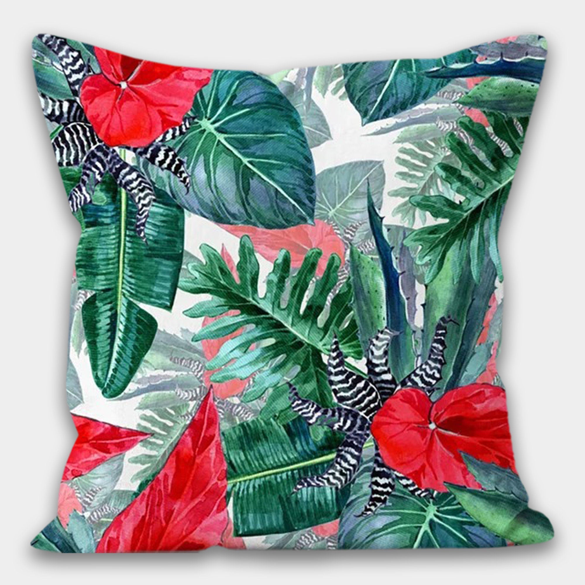 Tropical Leaves Pillow Cover, Leaves Pillow Cover, Floral Cushion Cover, Giant Leaves Cushion Cover, Green Botanical Pillow Cases