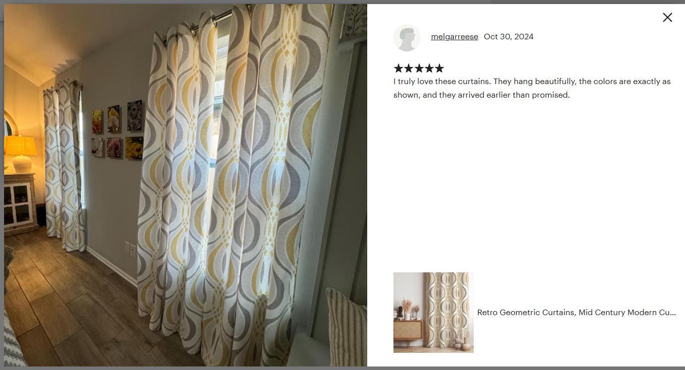 Retro Curtains, Mid Century Curtain Panels, MCM Geometric Abstract Blackout Curtain, Retro Grommet Curtain, 70s Print Drapes, 70s Curtains
