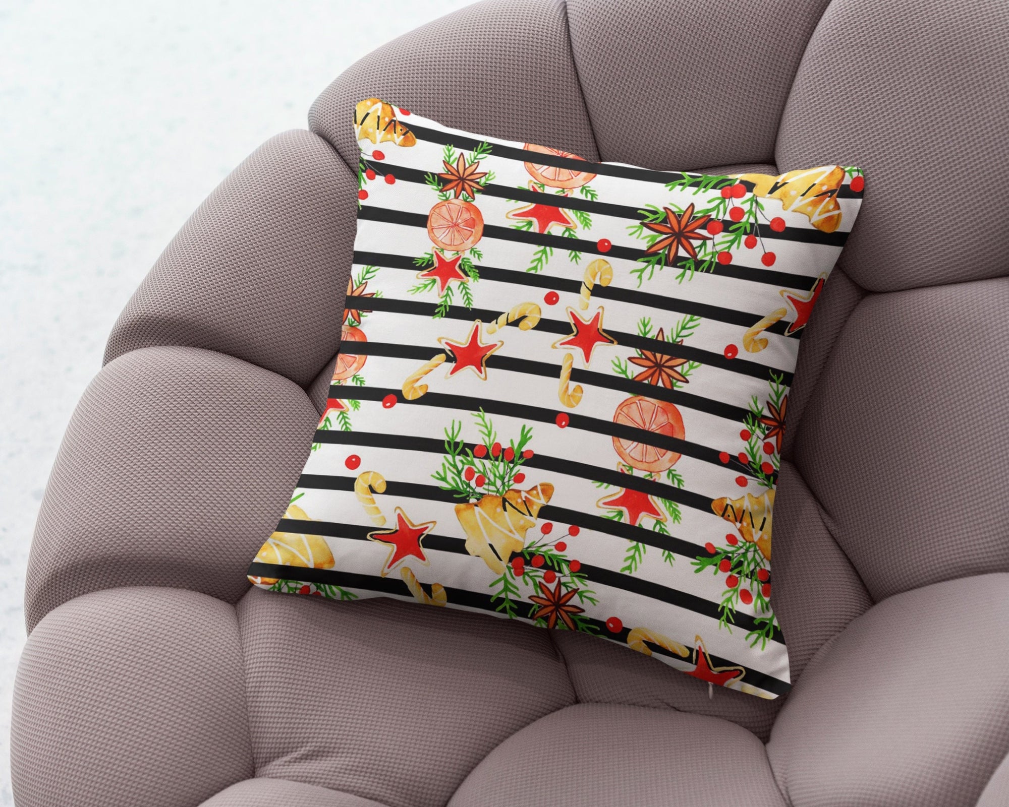 Christmas Berry Pillow Covers, Christmas Berry Flowers Cushion Cover, Modern Xmas Floral Pillow Cover, Holly Berry Pillow Cover