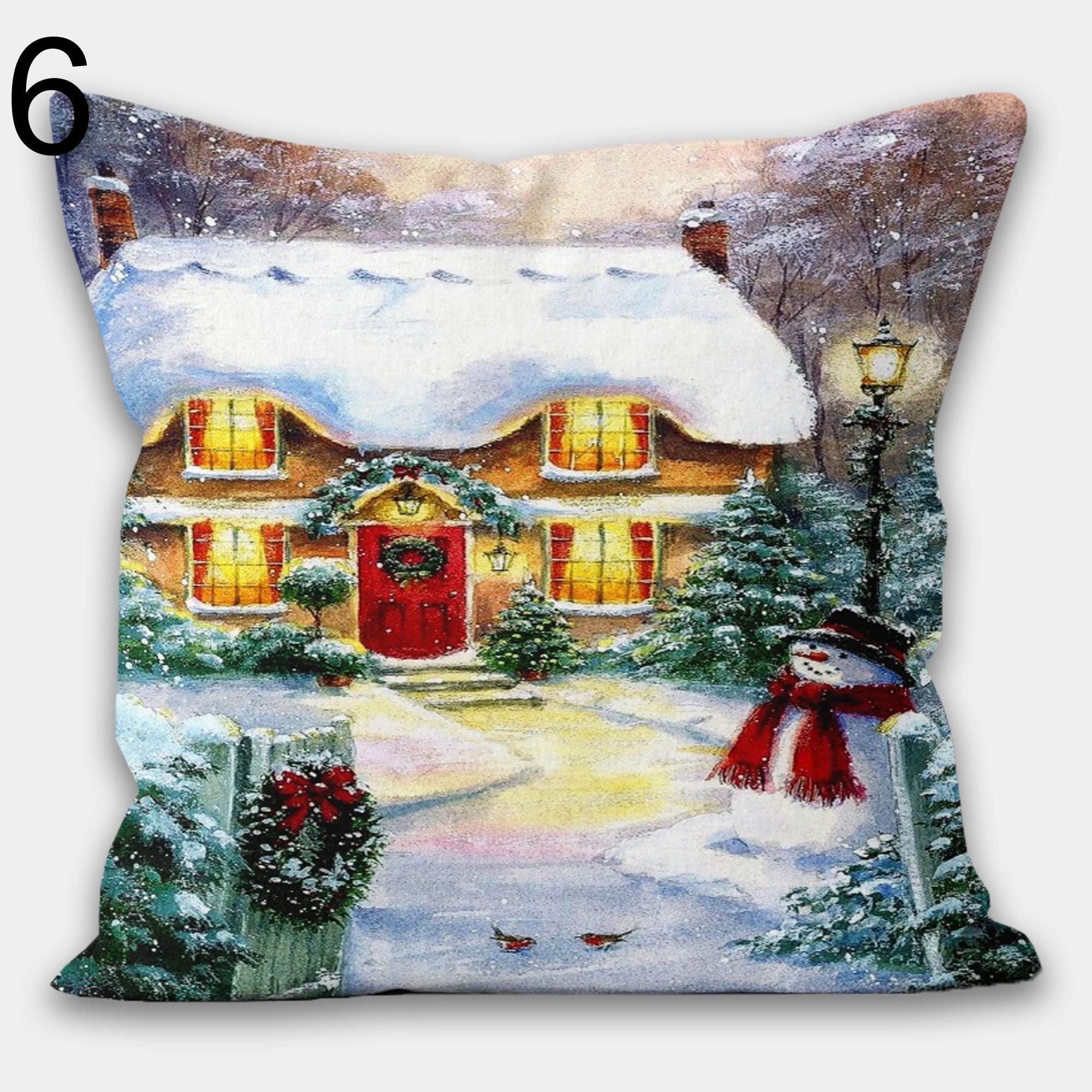 Christmas Pillowcase, Snowman Christmas Pillow Cover, Snowflakes Christmas Pillow Cover, Xmas Holiday Decor, Christmas Home Decor