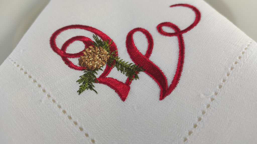 Christmas Monogrammed Napkins, Personalized  Linen Napkins, Xmas Monogrammed Napkins, Christmas Custom Linen Napkin