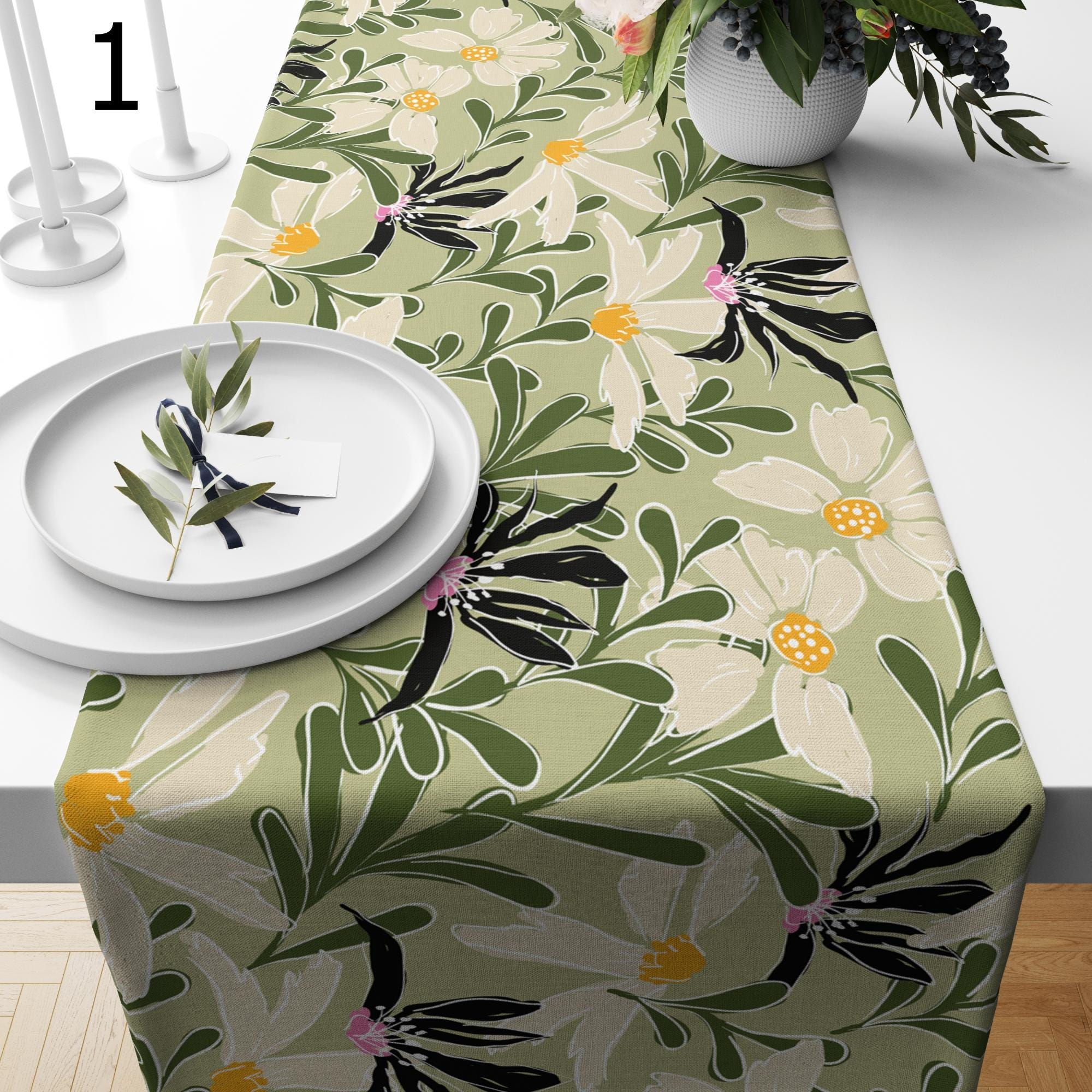 Floral Coffee Table Runners, Colorful Flowers Runners, Spring Wildflowers Table Runners, Wild Floral Printed Table Runner, Floral Runners